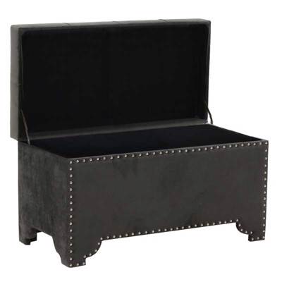 Inart Σκαμπώ Βελούδινο Μαύρο (Μεγεθος: Large) 80X40X48cm 3-50-368-0005-L