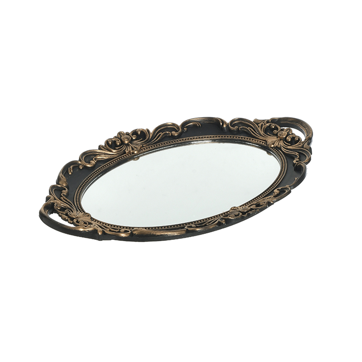 Inart Diskos me Kathrepti Plastikos Mavros/Xrusos 36x24x2cm 3-70-151-0655