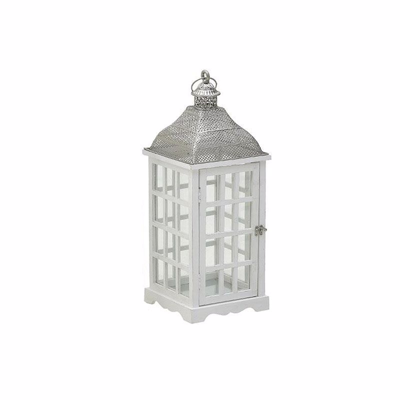 Inart Fanari Xulino Metalliko Lefko 24x24x62cm (Megthos: Small)