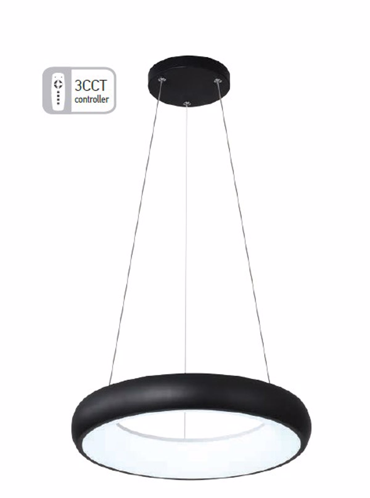 INLIGHT FOTISTIKO OROFIS LED ME CONTROLLER RuThMISIS ENTASIS/ThERMOKRASIAS 4050Lm F40cm 42023-B-BLACK