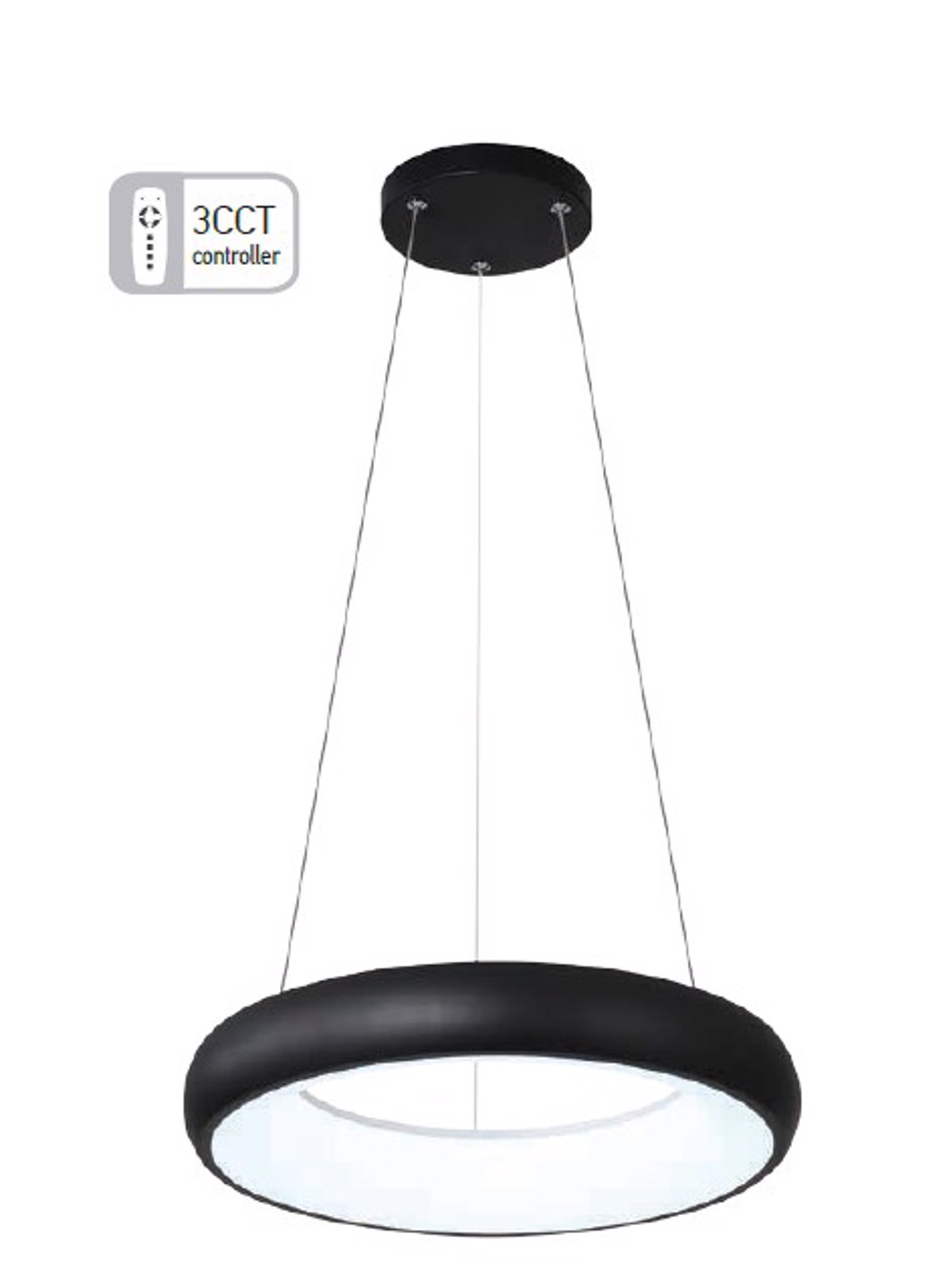 INLIGHT FOTISTIKO OROFIS LED ME CONTROLLER RuThMISIS ENTASIS/ThERMOKRASIAS 4050Lm F40cm 42023-B-BLACK