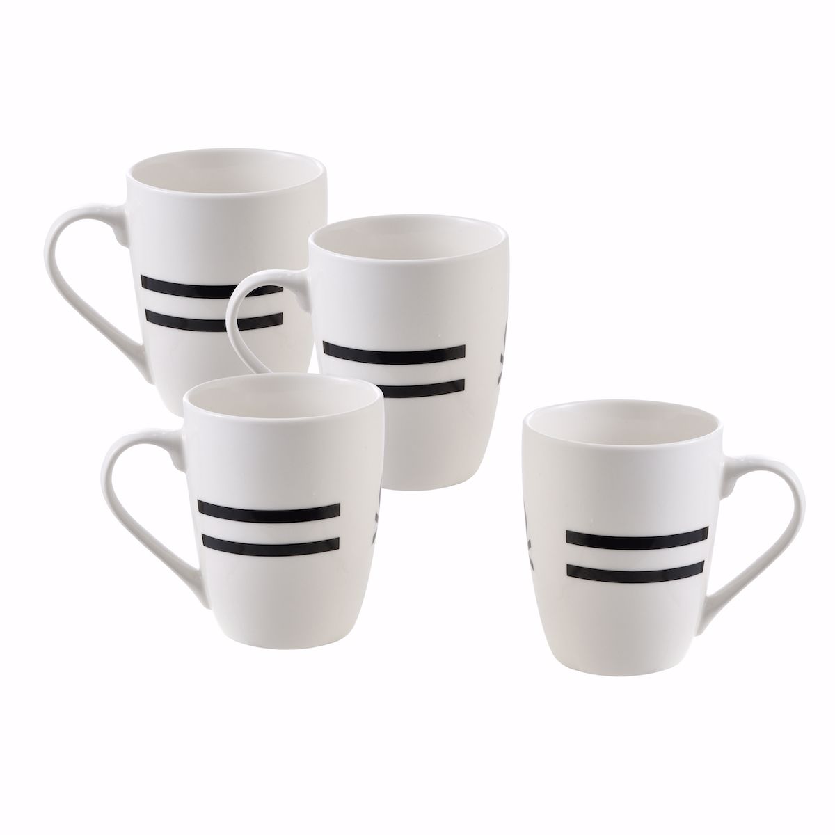 BENETTON Set 4 Temaxia Koupa Porselanis 360ml BLACK+WHITE BE-0258 BGBE000258
