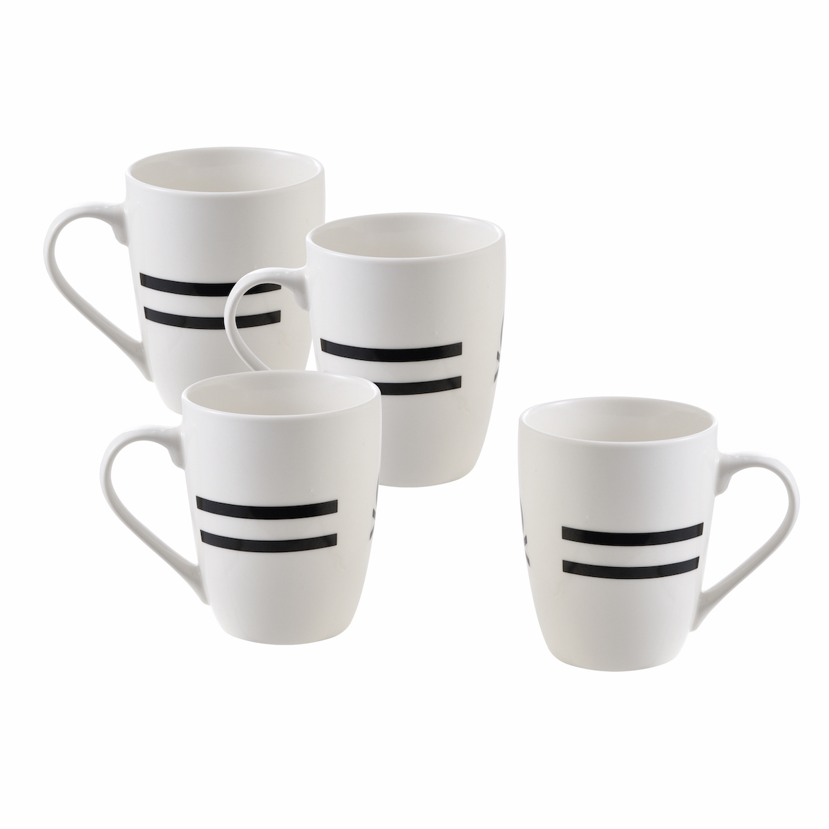 BENETTON Set 4 Temaxia Koupa Porselanis 360ml BLACK+WHITE BE-0258 BGBE000258