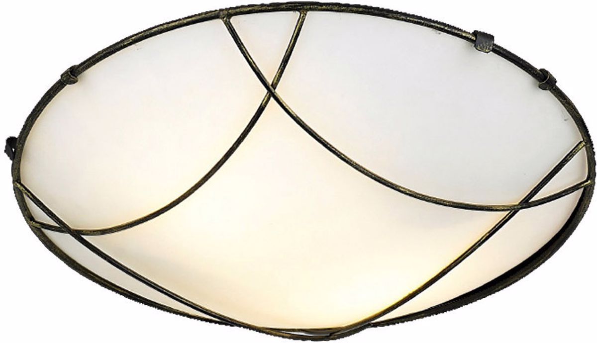 ACA 2foti Plafoniera Orofis Metalliki/Gyalini 'Minos' Mavro/Xruso E27 40,5X40,5X10cm DLA7192