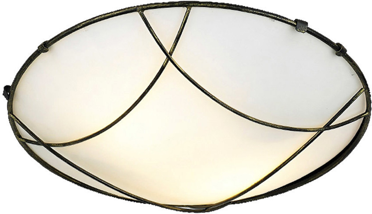 ACA 2foti Plafoniera Orofis Metalliki/Gyalini 'Minos' Mavro/Xruso E27 40,5X40,5X10cm DLA7192