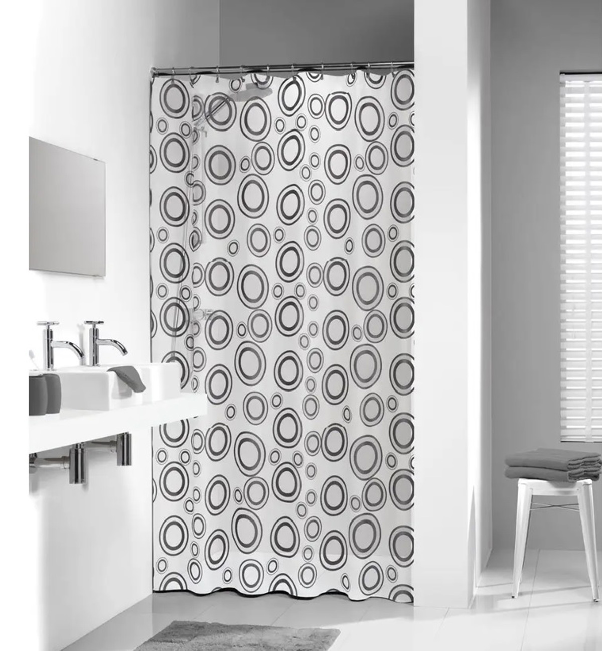  Plastiki Kourtina Baniou Circolo Grey 180X200cm SealSkin