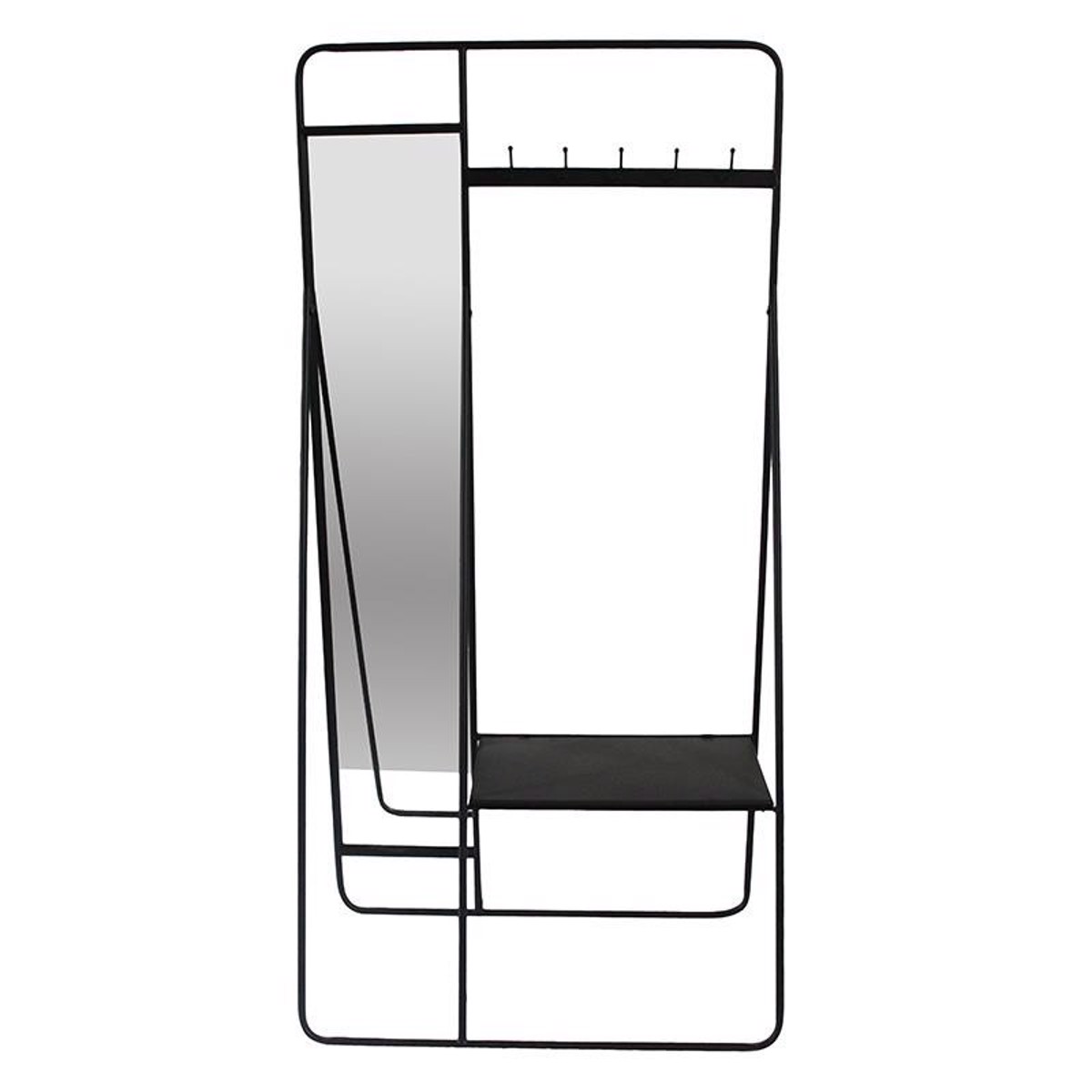 Inart Epiplo Eisodou me Kathrepti Kremasta Metalliko Mavro 90X40X180 3-50-154-0002