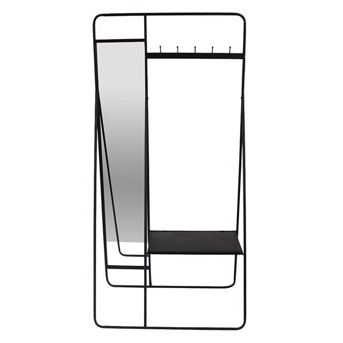 Inart Epiplo Eisodou me Kathrepti Kremasta Metalliko Mavro 90X40X180 3-50-154-0002