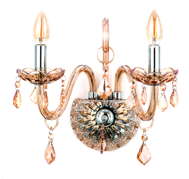 INLIGHT ΔΙΦΩΤΗ ΑΠΛΙΚΑ ΤΟΙΧΟΥ ΓΥΑΛΙΝΗ ΜΕ ΚΡΥΣΤΑΛΛΑ E14 ΜΕΛΙ 35x37.5cm 43391-2Φ