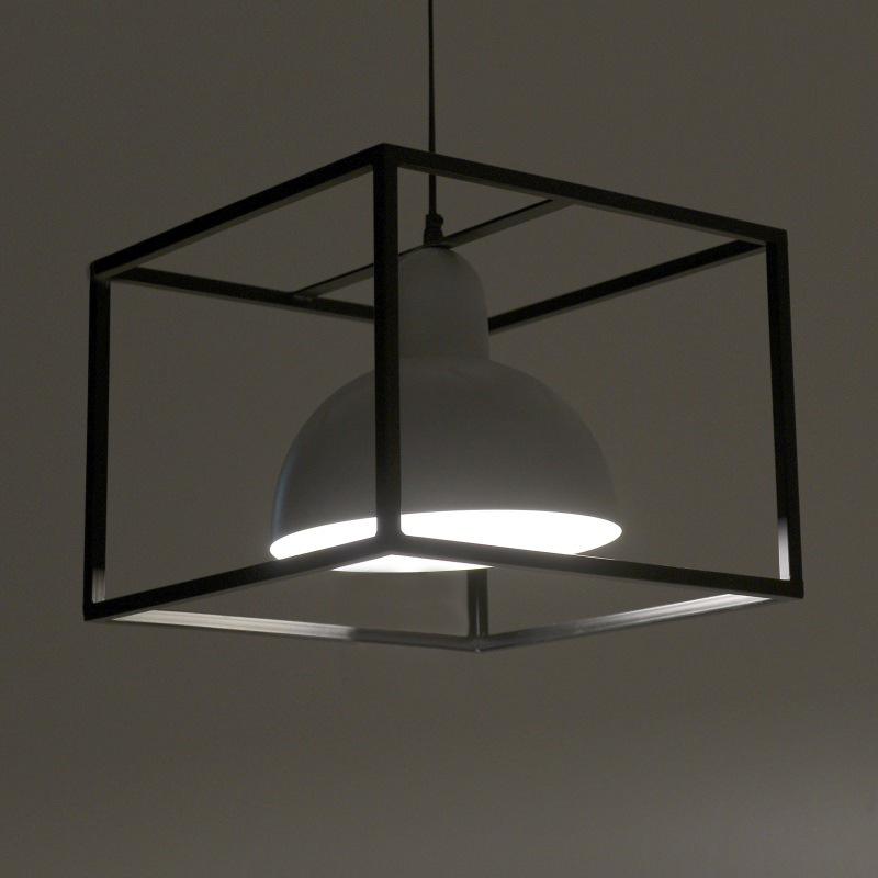 Inart Fotistiko Orofis Metalliko Mavro Lefko E27 37X37X27 3-10-650-0007