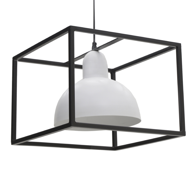 Inart Fotistiko Orofis Metalliko Mavro Lefko E27 37X37X27 3-10-650-0007