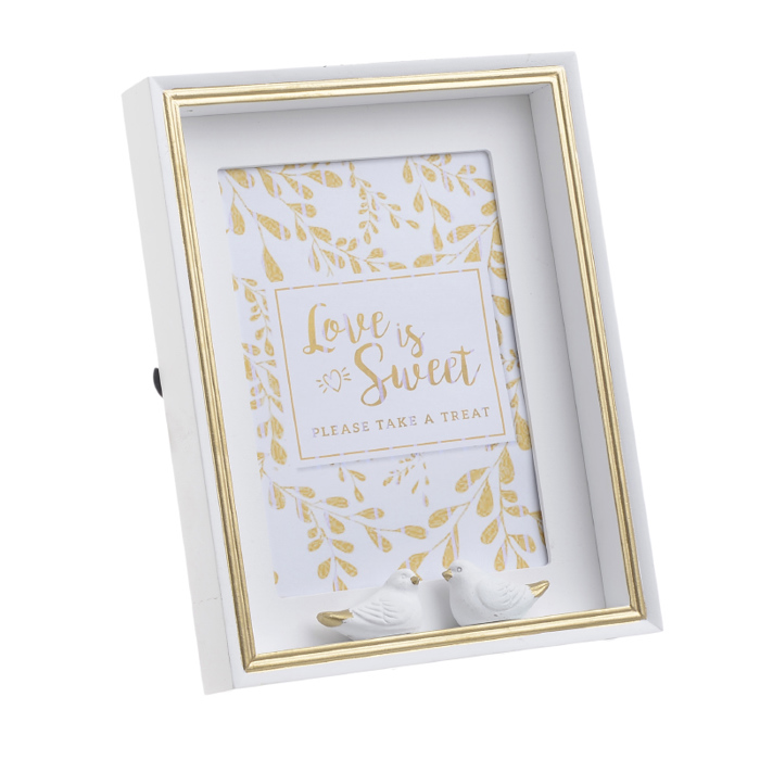 Inart Korniza Xulini Polyresin Lefki Xrusi 13X18 3-30-916-0064