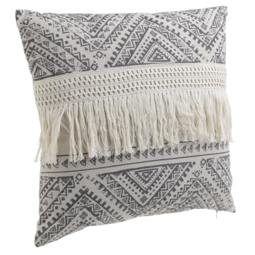 Inart Μαξιλάρι Υφασμάτινο Εκρού Μαύρο 40Χ40 3-40-865-0116