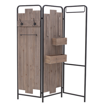 Inart Παραβάν Κρεμάστρα Ξύλινη Natural Μαύρη 160Χ3Χ180 3-50-156-0062