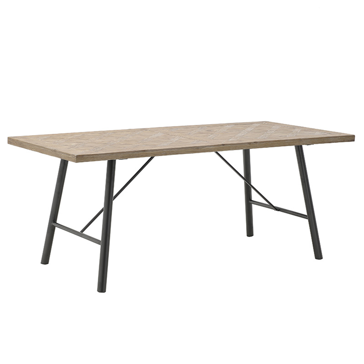 Inart Trapezaria Xulini Metalliki Mavro/Fusiko 190X90X78 3-50-188-0007