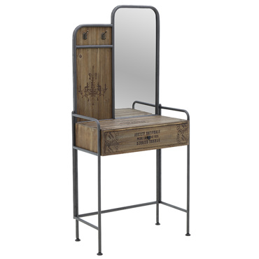 Inart Κονσόλα με Καθρέπτη Μεταλλική Ξύλινη Natural Γκρι 74Χ38Χ161 3-50-196-0021