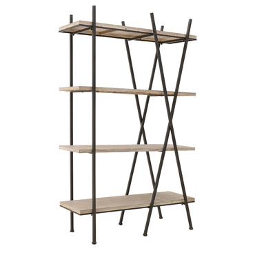 Inart Ραφιέρα Μεταλλική Ξύλινη Μαύρη Natural 100Χ42.5Χ160.5 3-50-812-0087