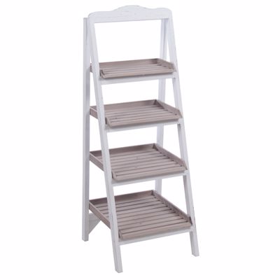 Inart Σκάλα Ραφιέρα Ξύλινη Λευκή Μπεζ 37X35X97 3-50-913-0004