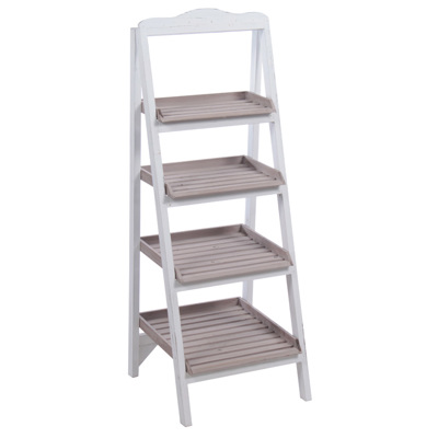 Inart Σκάλα Ραφιέρα Ξύλινη Λευκή Μπεζ 37X35X97 3-50-913-0004