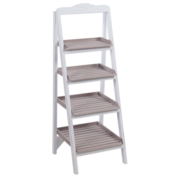 Inart Skala Rafiera Xulini Lefki Bez 37X35X97 3-50-913-0004