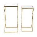 Inart Set ton 2 Trapezi Metalliko Gyalino Kathreptis Xruso 30.5X30.5X61 3-50-954-0047