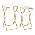 Inart Set ton 2 Trapezi Metalliko Gyalino Kathreptis Xruso 30.5X30.5X61 3-50-954-0047