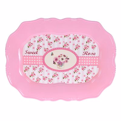 Inart Δίσκος Πλαστικός Ροζ Τριαντάφυλλο 43X32X2 3-60-434-0009
