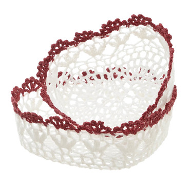 Inart Καλάθι Πλεκτό Καρδιά Λευκό Κοκκίνο 21Χ20Χ7 3-70-026-0039