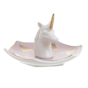 Inart Πιατάκι Μονοκερος Κεραμικό Ροζ Λευκό 13Χ12Χ8 3-70-178-0075
