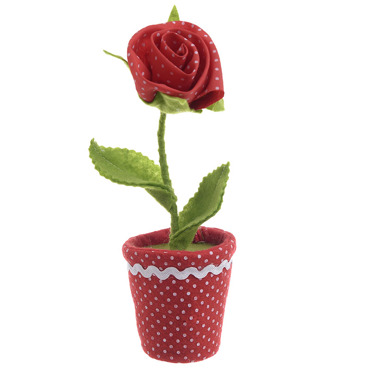 Inart Λουλούδι σε Γλάστρα Υφασμάτινο Πράσινο Κοκκίνο Δ7Χ20 3-70-258-0015