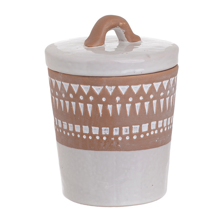Inart Doxeio me Kapaki Keramiko Lefko Kafe 13X13X17 3-70-354-0032