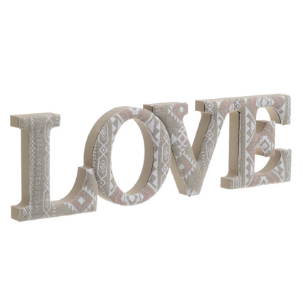 Inart Διακοσμητικό Ξύλινο Υφασμάτινο Love 40X3X11 3-70-887-0087