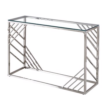 Inart Κονσόλα Μεταλλική Γυάλινη Ασημί 120Χ40Χ78 3-50-529-0017
