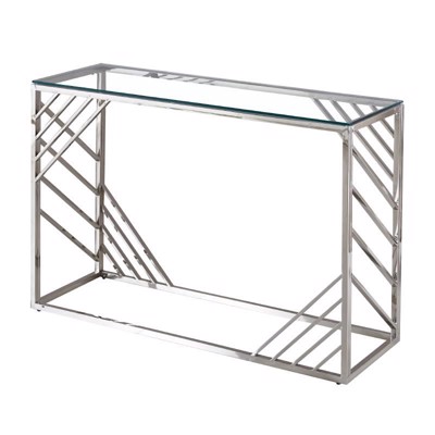 Inart Κονσόλα Μεταλλική Γυάλινη Ασημί 120Χ40Χ78 3-50-529-0017