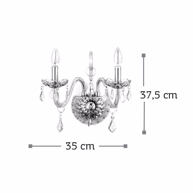 INLIGHT DIFOTI APLIKA TOIXOu GALINI ME KRuSTALLA E14 MELI 35x37.5cm 43391-2F