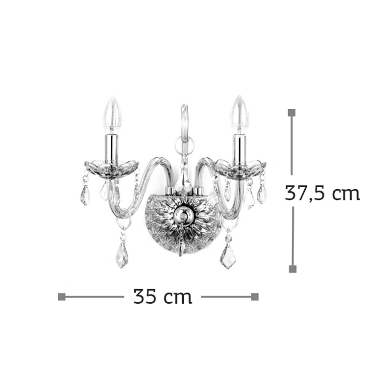 INLIGHT DIFOTI APLIKA TOIXOu GALINI ME KRuSTALLA E14 MELI 35x37.5cm 43391-2F