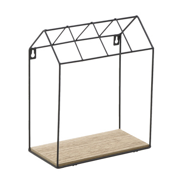 Inart Ραφιέρα Τοίχου Μεταλλική Ξύλινη Μαύρη Natural 25Χ13Χ30 6-50-299-0004