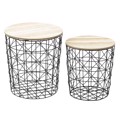 Inart Set ton 2 Trapezi me Apothikeftiko Xoro Metalliko Mavro D33X36 6-50-299-0014