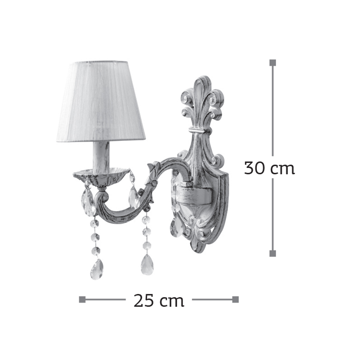 INLIGHT APLIKA TOIXOu KRuSTALLINI METALLIKI MPEZ E14 25x30cm 43356-1