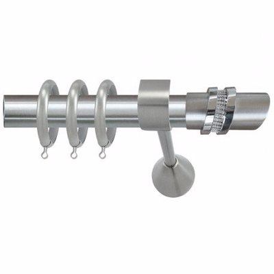 Κουρτινόξυλο φ35 Inox m.Two Rings Strass