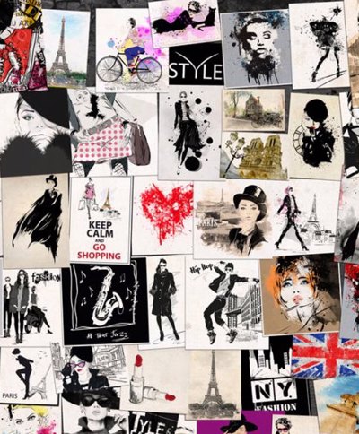 Ρόλερ με Ψηφιακή Εκτύπωση 'Fashion Collage' E381