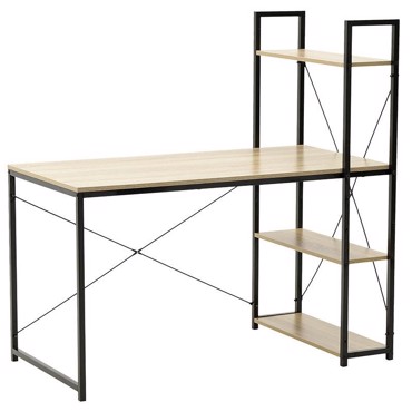 Inart Γραφείο Ραφιέρα Μεταλλικό Ξύλινο Μαύρο Natural 120Χ64Χ120 6-50-470-0015