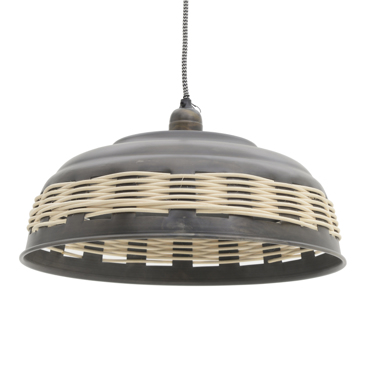 Inart Φωτιστικό Οροφής Μεταλλικό Ξύλινο Μαύρο Εκρού E27 38X38X20 3-10-042-0002