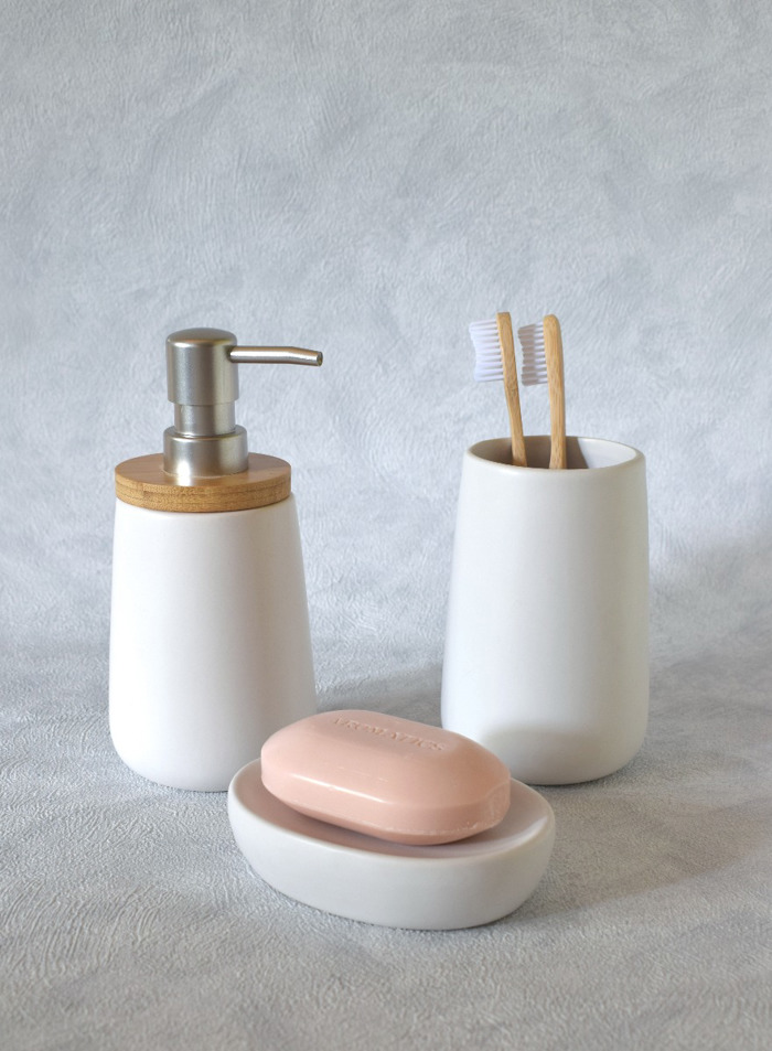 Estia Potiraki baniou bamboo lefko 8,6x8,6x13,2EK 02-4576