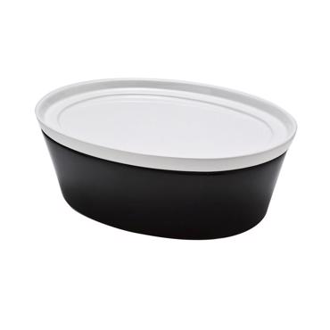 Πυρίμαχο Οβάλ Βαθύ Μαύρο Λευκό με Καπάκι 27εκ BEN5007 Espiel