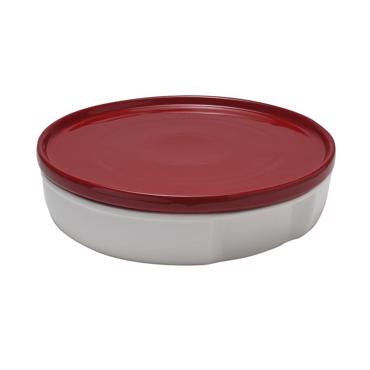 Πυρίμαχο Σκεύος Στρογγυλό Λευκό με Κοκκίνο Καπάκι 30εκ BEN7001 Espiel