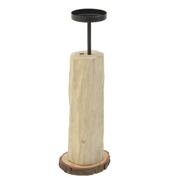Inart Κηροπήγιο Ξύλινο Μεταλλικό Μαύρο Natural Δ6Χ21 3-70-244-0005