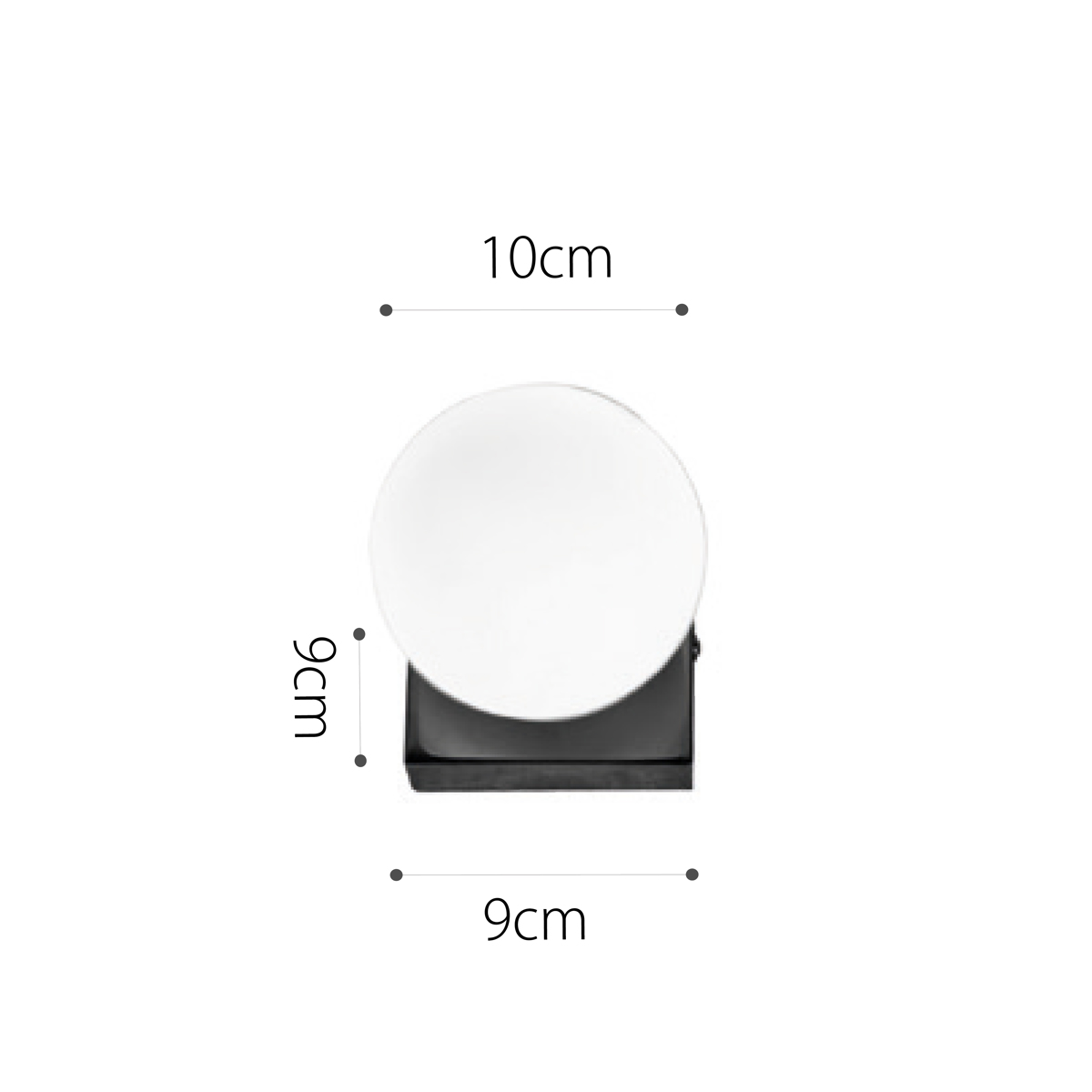 InLight Epitoixio fotistiko apo mavro metallo kai lefki opalina 1XG9 D:9cm (43422-1)