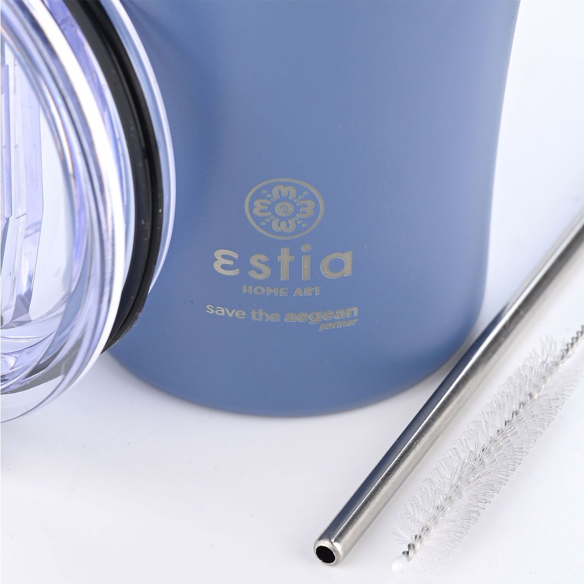 Estia Thermos Coffee Mug SAVE THE AEGEAN 500ml Denim Blue 01-23188
