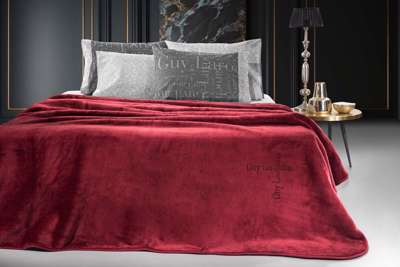 Guy Laroche Βελουτέ Μονή Κουβέρτα Logo Burgundy 160x220cm